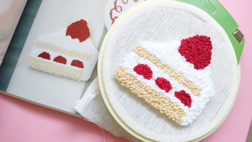 もふかわパンチニードル本初心者が挑戦してみたケーキのコースター